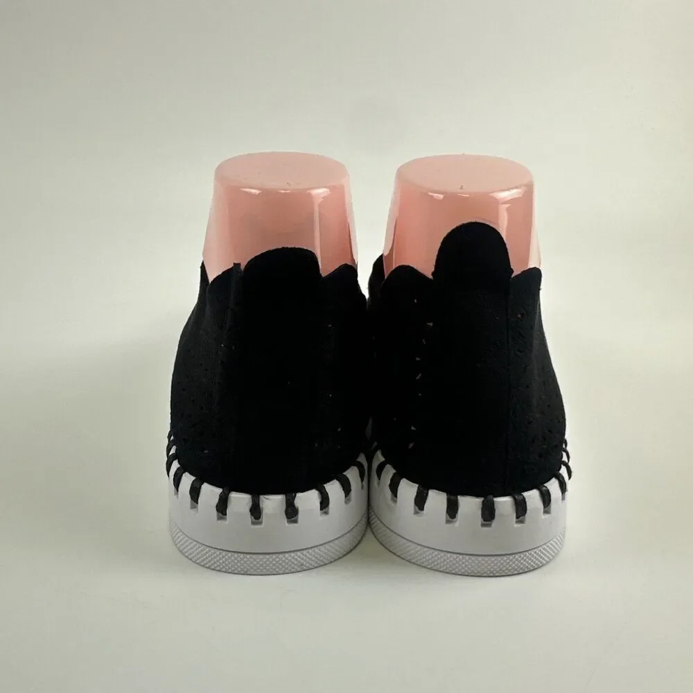 Project Cloud Rose Perforated Slip On Flat Black Faux Suede Lightweight 42 US 11